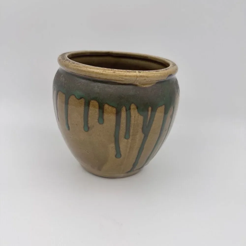 Art Pottery Drip Glaze Jar Stoneware Hand Thrown Vase Utensil Holder